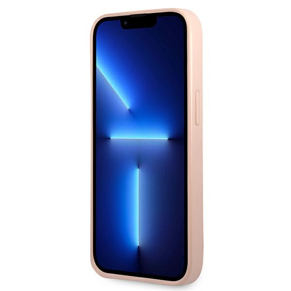 iTok webáruház - Guess Guess GUHCP13SPSATLP iPhone 13 mini 5,4 hüvelykes rózsaszín kemény tok – Saffiano Triangle 5 Guess GUHCP13SPSATLP iPhone 13 mini 5.4" pink/pink hardcase SaffianoTriangle Logo