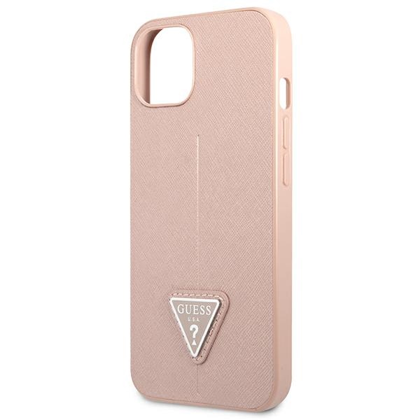 iTok webáruház - Guess Guess GUHCP13SPSATLP iPhone 13 mini 5,4 hüvelykes rózsaszín kemény tok – Saffiano Triangle 6 Guess GUHCP13SPSATLP iPhone 13 mini 5.4" pink/pink hardcase SaffianoTriangle Logo