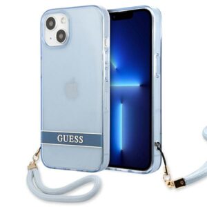 Guess GUHCP13SHTSGSB iPhone 13 mini kék keménytok csuklópánttal