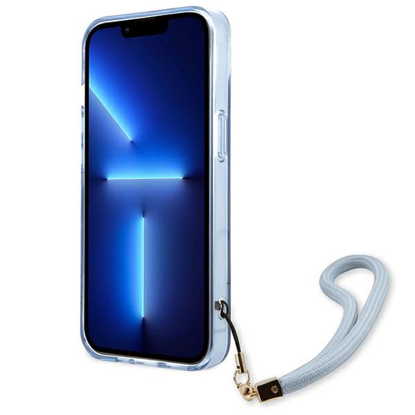 iTok webáruház - Guess Guess GUHCP13SHTSGSB iPhone 13 mini kék keménytok csuklópánttal 5 Guess GUHCP13SHTSGSB iPhone 13 mini 5,4 "blue / blue hardcase Translucent Stap