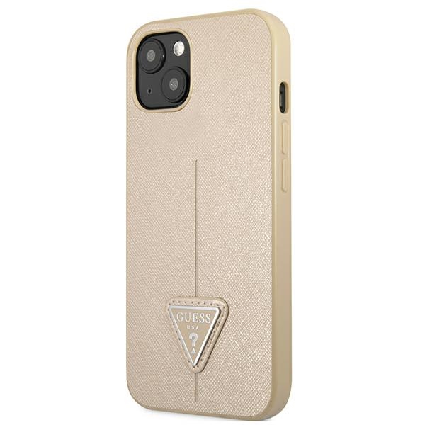 iTok webáruház - Guess Guess GUHCP13SPSATLE iPhone 13 mini 5,4 hüvelykes bézs kemény tok – Saffiano Triangle logó 2 Guess GUHCP13SPSATLE iPhone 13 mini 5,4 "beige / beige hardcase SaffianoTriangle Logo