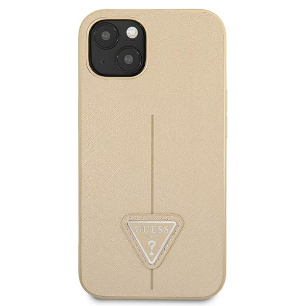 iTok webáruház - Guess Guess GUHCP13SPSATLE iPhone 13 mini 5,4 hüvelykes bézs kemény tok – Saffiano Triangle logó 3 Guess GUHCP13SPSATLE iPhone 13 mini 5,4 "beige / beige hardcase SaffianoTriangle Logo