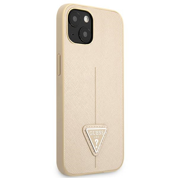 iTok webáruház - Guess Guess GUHCP13SPSATLE iPhone 13 mini 5,4 hüvelykes bézs kemény tok – Saffiano Triangle logó 4 Guess GUHCP13SPSATLE iPhone 13 mini 5,4 "beige / beige hardcase SaffianoTriangle Logo