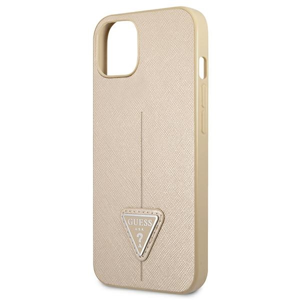 iTok webáruház - Guess Guess GUHCP13SPSATLE iPhone 13 mini 5,4 hüvelykes bézs kemény tok – Saffiano Triangle logó 6 Guess GUHCP13SPSATLE iPhone 13 mini 5,4 "beige / beige hardcase SaffianoTriangle Logo