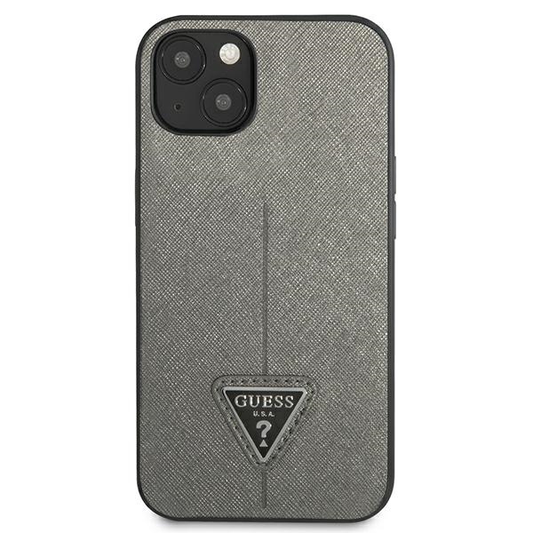 iTok webáruház - Guess Guess GUHCP13SPSATLG iPhone 13 mini tok – ezüst 3 Guess GUHCP13SPSATLG iPhone 13 mini 5,4 "silver / silver hardcase SaffianoTriangle Logo