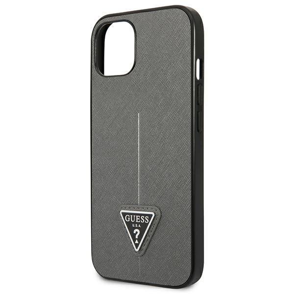 iTok webáruház - Guess Guess GUHCP13SPSATLG iPhone 13 mini tok – ezüst 6 Guess GUHCP13SPSATLG iPhone 13 mini 5,4 "silver / silver hardcase SaffianoTriangle Logo