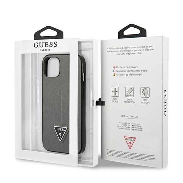 iTok webáruház - Guess Guess GUHCP13SPSATLG iPhone 13 mini tok – ezüst 8 Guess GUHCP13SPSATLG iPhone 13 mini 5,4 "silver / silver hardcase SaffianoTriangle Logo