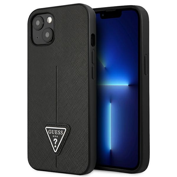 iTok webáruház - Guess Guess GUHCP13SPSATLK Saffiano Triangle tok iPhone 13 mini készülékhez – fekete 1 Guess GUHCP13SPSATLK iPhone 13 mini 5,4 "black / black hardcase SaffianoTriangle Logo