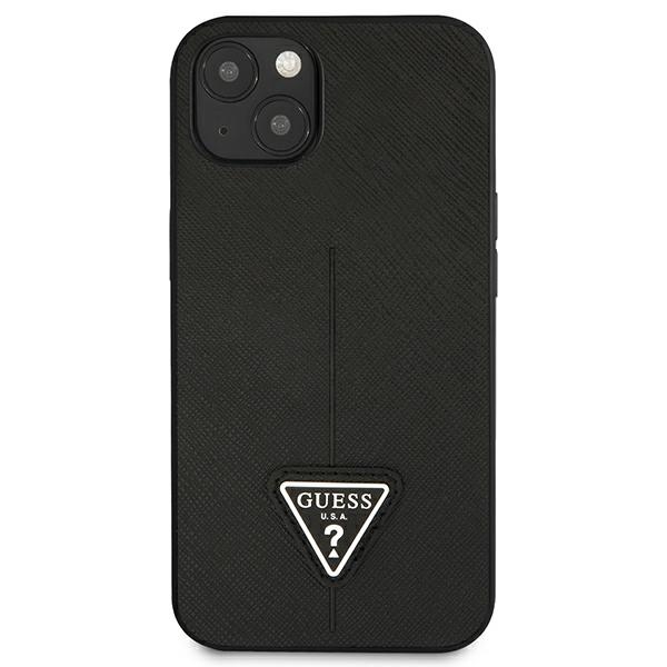iTok webáruház - Guess Guess GUHCP13SPSATLK Saffiano Triangle tok iPhone 13 mini készülékhez – fekete 3 Guess GUHCP13SPSATLK iPhone 13 mini 5,4 "black / black hardcase SaffianoTriangle Logo