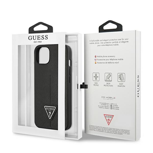 iTok webáruház - Guess Guess GUHCP13SPSATLK Saffiano Triangle tok iPhone 13 mini készülékhez – fekete 8 Guess GUHCP13SPSATLK iPhone 13 mini 5,4 "black / black hardcase SaffianoTriangle Logo
