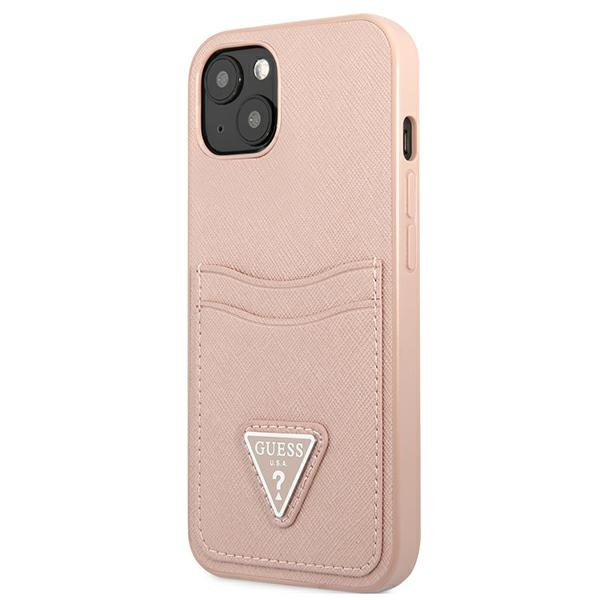 iTok webáruház - Guess Guess GUHCP13SPSATPP Saffiano Triangle rózsaszín tok iPhone 13 minihez 2 Guess GUHCP13SPSATPP iPhone 13 mini 5,4 "pink / pink hardcase SaffianoTriangle Logo Cardslot