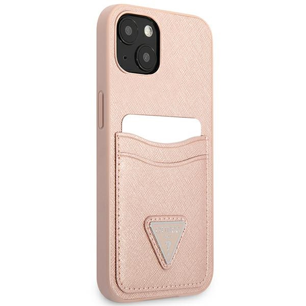 iTok webáruház - Guess Guess GUHCP13SPSATPP Saffiano Triangle rózsaszín tok iPhone 13 minihez 4 Guess GUHCP13SPSATPP iPhone 13 mini 5,4 "pink / pink hardcase SaffianoTriangle Logo Cardslot