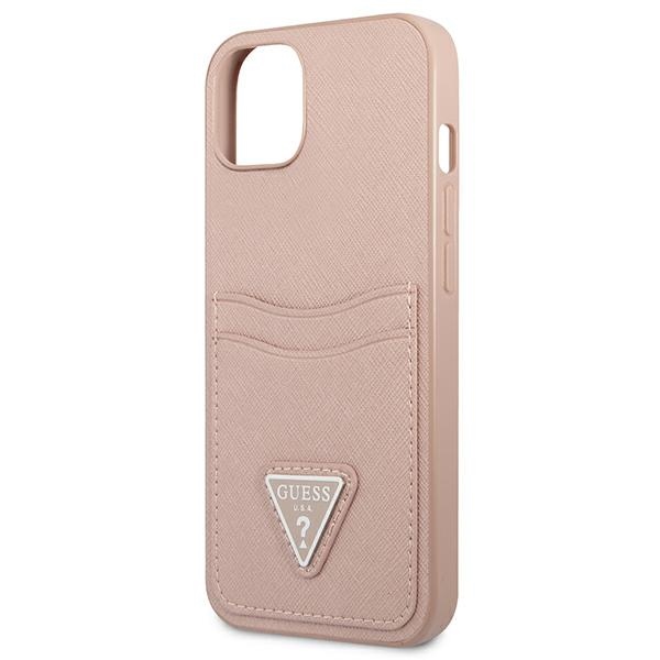 iTok webáruház - Guess Guess GUHCP13SPSATPP Saffiano Triangle rózsaszín tok iPhone 13 minihez 6 Guess GUHCP13SPSATPP iPhone 13 mini 5,4 "pink / pink hardcase SaffianoTriangle Logo Cardslot