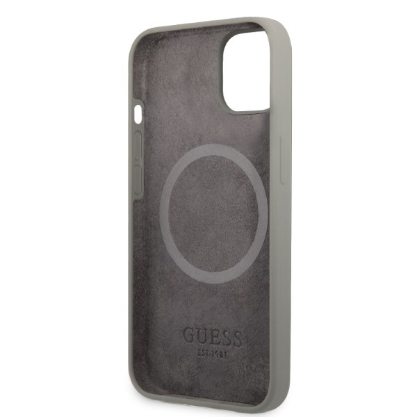 iTok webáruház - Guess Guess GUHMP13SSPLG szilikon tok iPhone 13 minihez, szürke 7 Guess GUHMP13SSPLG iPhone 13 mini 5.4" grey/grey hard case Silicone Logo Plate MagSafe