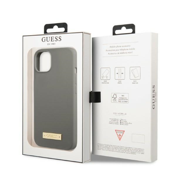 iTok webáruház - Guess Guess GUHMP13SSPLG szilikon tok iPhone 13 minihez, szürke 8 Guess GUHMP13SSPLG iPhone 13 mini 5.4" grey/grey hard case Silicone Logo Plate MagSafe