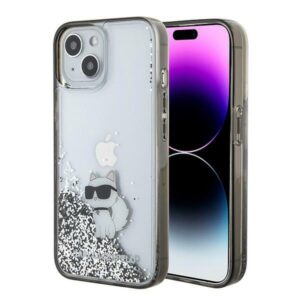 Karl Lagerfeld Liquid Glitter Choupette tok iPhone 15 készülékhez (átlátszó)