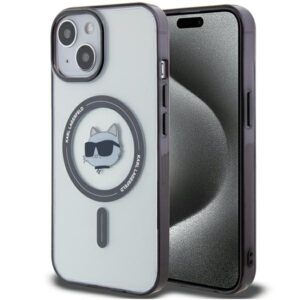 Karl Lagerfeld KLHMP15SHCHNOTK átlátszó tok iPhone 15-höz – IML Choupette’s Head MagSafe