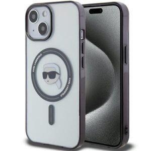 Karl Lagerfeld KLHMP15SHKHNOTK iPhone 15 6,1 hüvelykes fekete tok – IML Karl’s Head MagSafe