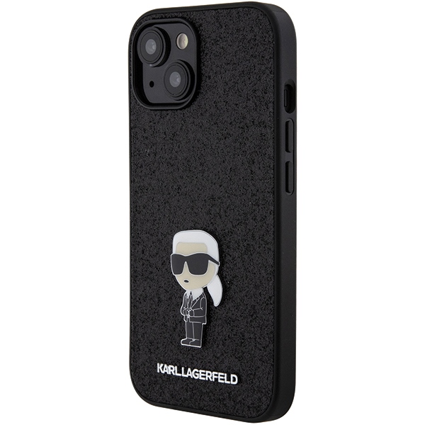 iTok webáruház - Karl Lagerfeld Karl Lagerfeld Glitter Ikonik Logo Metal tok iPhone 15 készülékhez (fekete) 2 Karl Lagerfeld Fixed Glitter Ikonik Logo Metal Pin case for iPhone 15 (fekete)