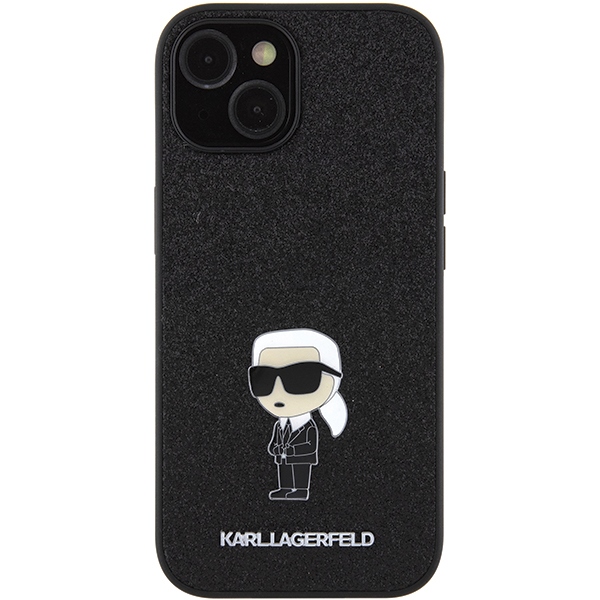 iTok webáruház - Karl Lagerfeld Karl Lagerfeld Glitter Ikonik Logo Metal tok iPhone 15 készülékhez (fekete) 3 Karl Lagerfeld Fixed Glitter Ikonik Logo Metal Pin case for iPhone 15 (fekete)