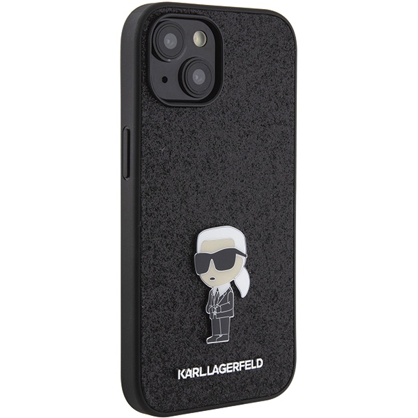 iTok webáruház - Karl Lagerfeld Karl Lagerfeld Glitter Ikonik Logo Metal tok iPhone 15 készülékhez (fekete) 4 Karl Lagerfeld Fixed Glitter Ikonik Logo Metal Pin case for iPhone 15 (fekete)