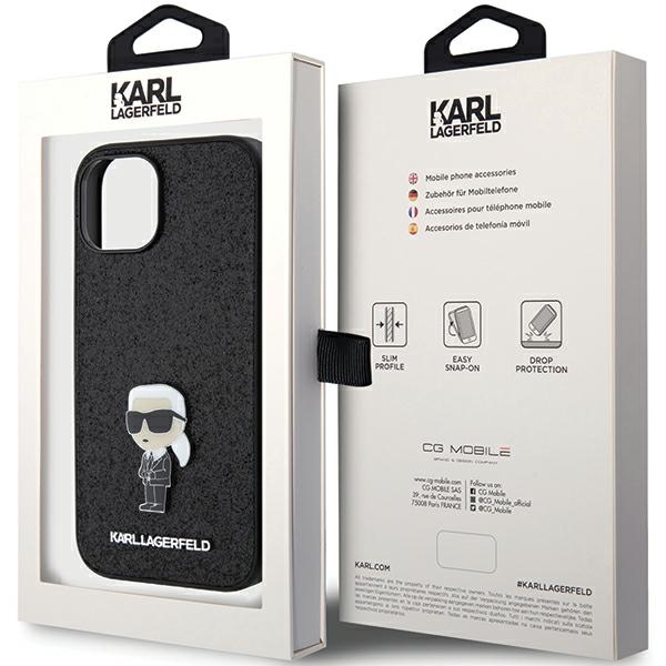 iTok webáruház - Karl Lagerfeld Karl Lagerfeld Glitter Ikonik Logo Metal tok iPhone 15 készülékhez (fekete) 8 Karl Lagerfeld Fixed Glitter Ikonik Logo Metal Pin case for iPhone 15 (fekete)