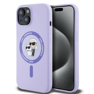 Karl Lagerfeld Silicone Karl&Choupette Heads Ring MagSafe iPhone 15 tok (lila)