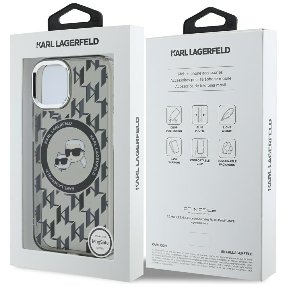 iTok webáruház - Karl Lagerfeld Karl Lagerfeld IML Monogram Karl & Choupette Head MagSafe tok iPhone 15 készülékhez (fekete) 8 Karl Lagerfeld IML Monogram Karl & Choupette Head MagSafe iPhone 15 Case (fekete)