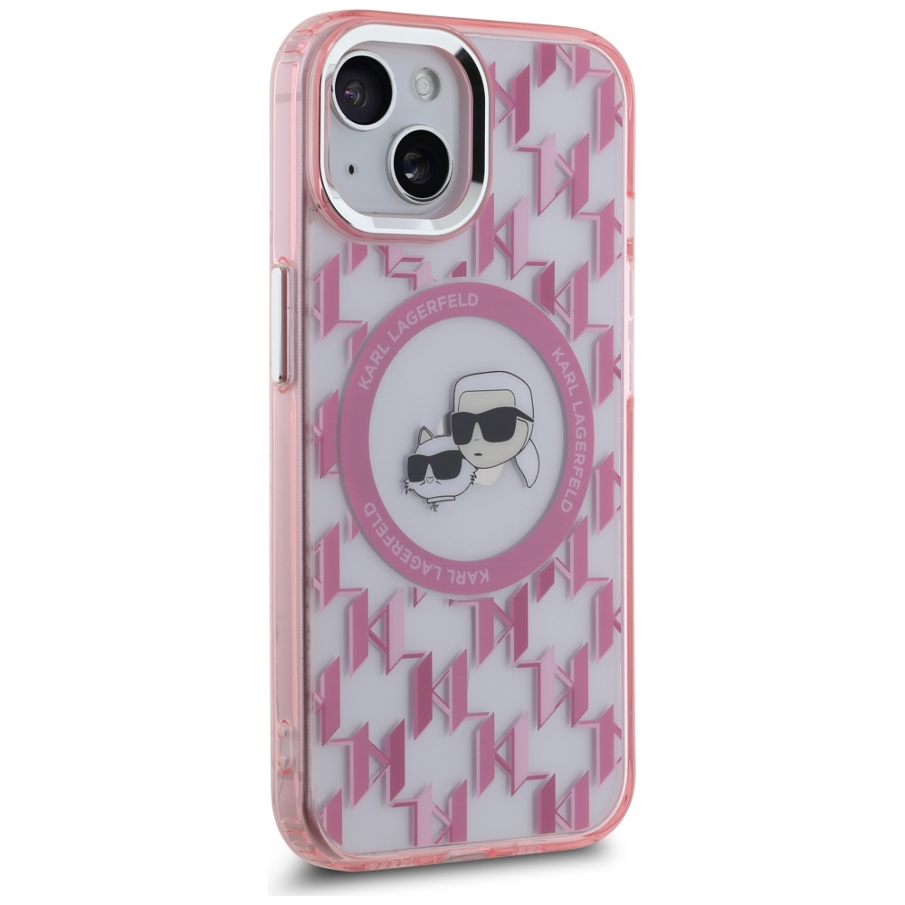 iTok webáruház - Karl Lagerfeld Karl Lagerfeld IML Monogram Karl & Choupette Head MagSafe tok iPhone 15-höz (rózsaszín) 4 Karl Lagerfeld IML Monogram Karl & Choupette Head MagSafe iPhone 15 Case (rózsaszín)