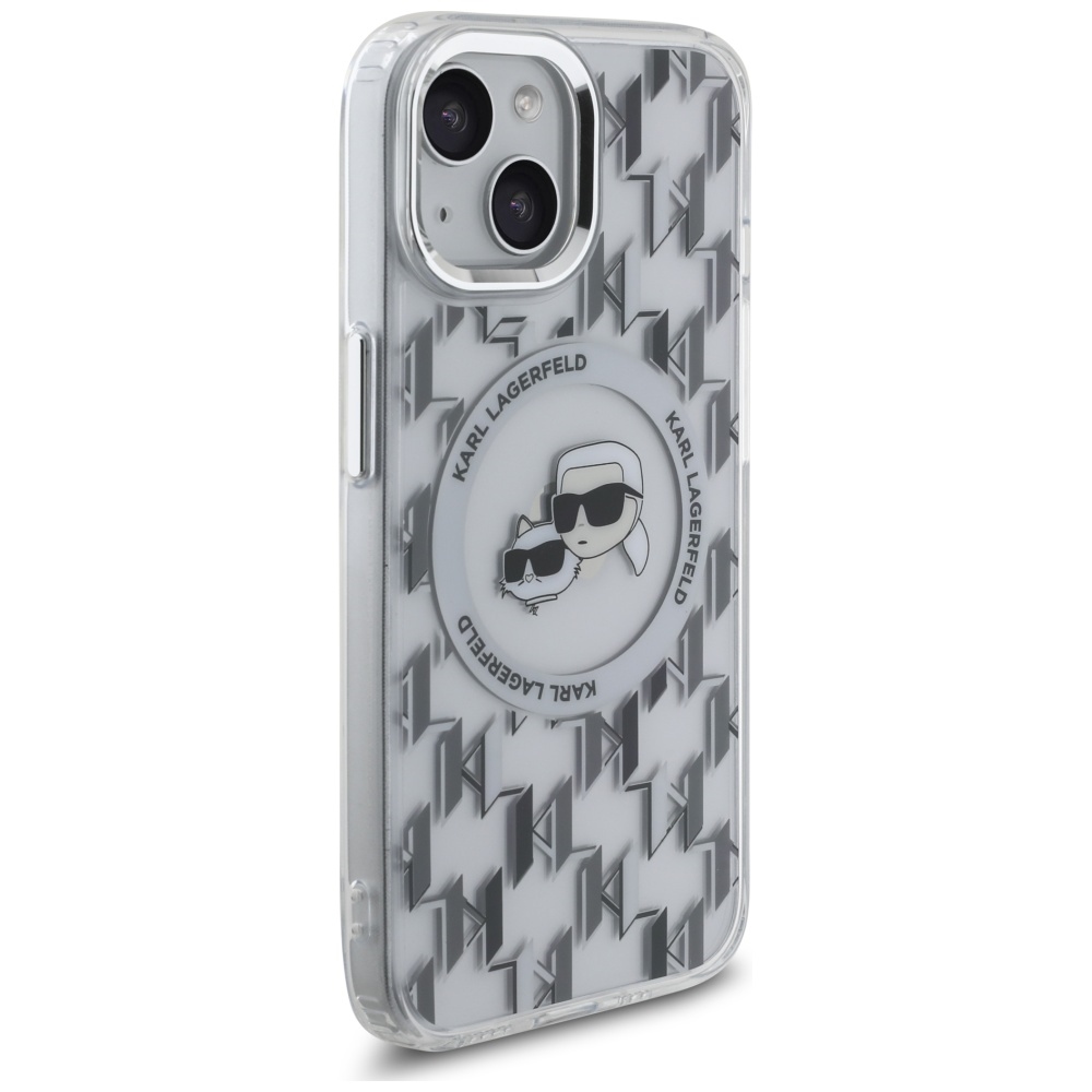 iTok webáruház - Karl Lagerfeld Karl Lagerfeld IML Monogram Karl & Choupette Head MagSafe tok iPhone 15 készülékhez (átlátszó) 4 Karl Lagerfeld IML Monogram Karl & Choupette Head MagSafe iPhone 15 Case (átlátszó)
