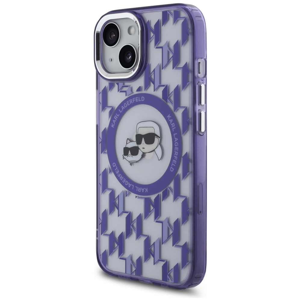 iTok webáruház - Karl Lagerfeld Karl Lagerfeld IML Monogram Karl & Choupette Head MagSafe tok iPhone 15 készülékhez (lila) 2 Karl Lagerfeld IML Monogram Karl & Choupette Head MagSafe iPhone 15 Case (lila)