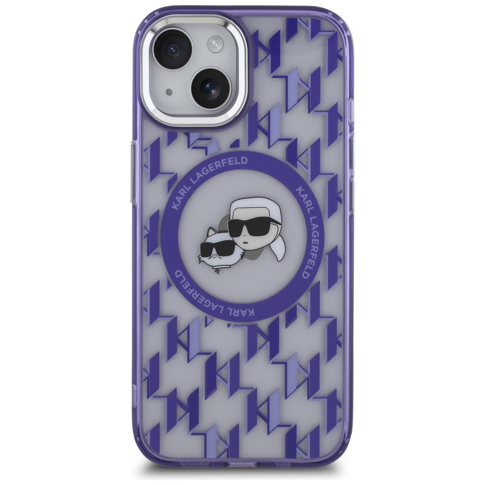 iTok webáruház - Karl Lagerfeld Karl Lagerfeld IML Monogram Karl & Choupette Head MagSafe tok iPhone 15 készülékhez (lila) 3 Karl Lagerfeld IML Monogram Karl & Choupette Head MagSafe iPhone 15 Case (lila)