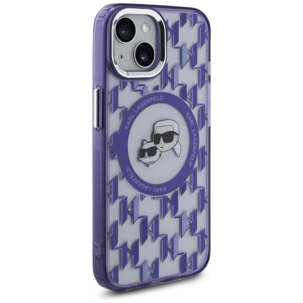 iTok webáruház - Karl Lagerfeld Karl Lagerfeld IML Monogram Karl & Choupette Head MagSafe tok iPhone 15 készülékhez (lila) 4 Karl Lagerfeld IML Monogram Karl & Choupette Head MagSafe iPhone 15 Case (lila)