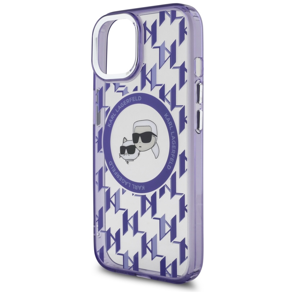 iTok webáruház - Karl Lagerfeld Karl Lagerfeld IML Monogram Karl & Choupette Head MagSafe tok iPhone 15 készülékhez (lila) 6 Karl Lagerfeld IML Monogram Karl & Choupette Head MagSafe iPhone 15 Case (lila)