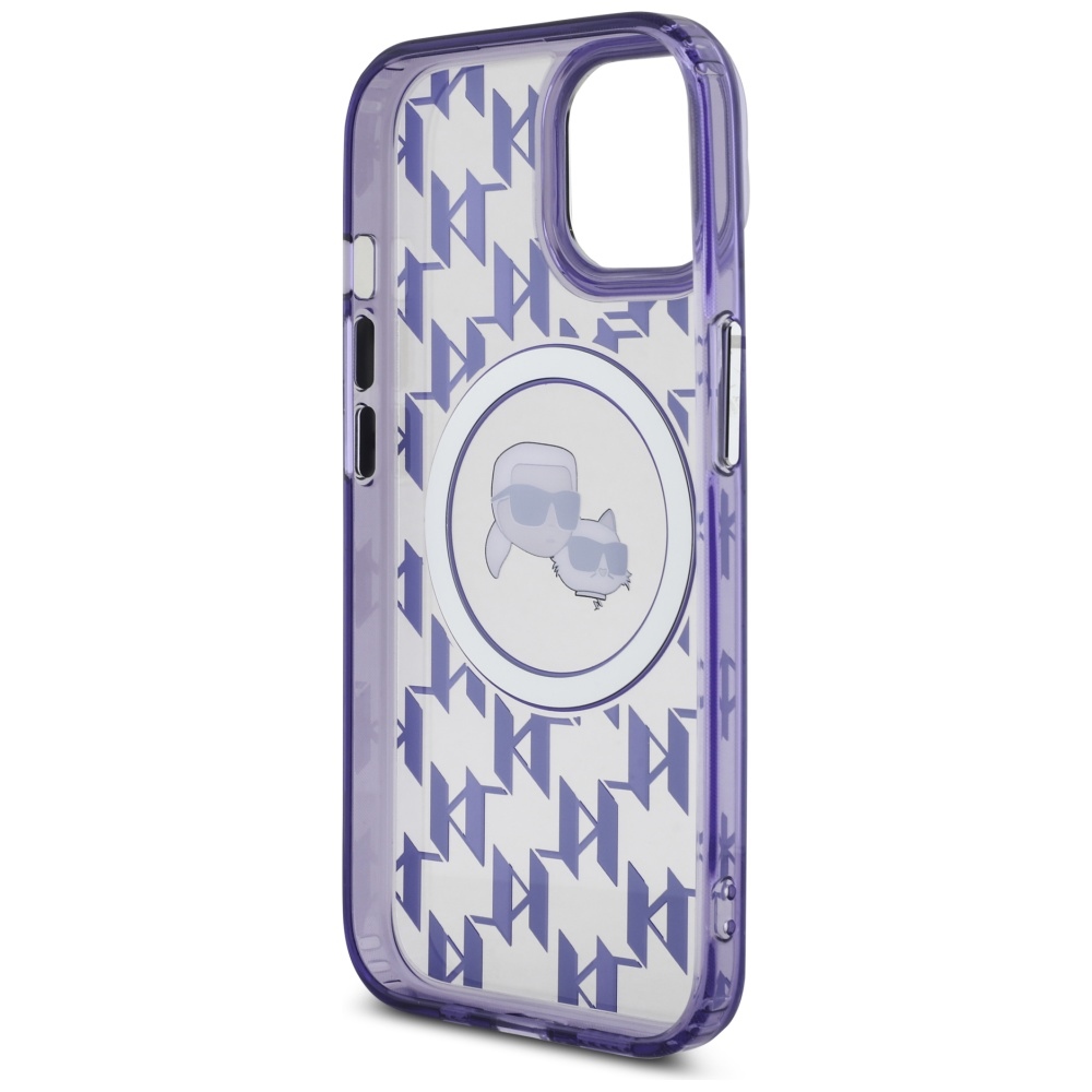 iTok webáruház - Karl Lagerfeld Karl Lagerfeld IML Monogram Karl & Choupette Head MagSafe tok iPhone 15 készülékhez (lila) 7 Karl Lagerfeld IML Monogram Karl & Choupette Head MagSafe iPhone 15 Case (lila)