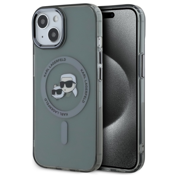 iTok webáruház - Karl Lagerfeld Karl Lagerfeld KLHMP15SHLSKCK tok iPhone 15 6,1 hüvelykes készülékhez 1 Karl Lagerfeld KLHMP15SHLSKCK iPhone 15 6.1" black/black hardcase IML Metal Karl&Choupette Head MagSafe