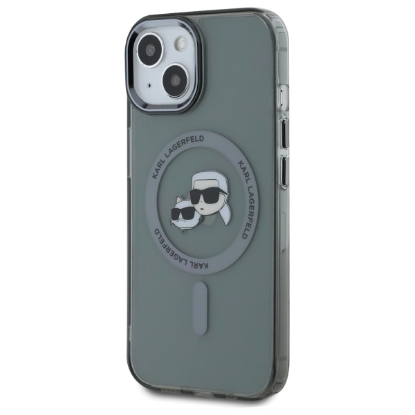 iTok webáruház - Karl Lagerfeld Karl Lagerfeld KLHMP15SHLSKCK tok iPhone 15 6,1 hüvelykes készülékhez 2 Karl Lagerfeld KLHMP15SHLSKCK iPhone 15 6.1" black/black hardcase IML Metal Karl&Choupette Head MagSafe