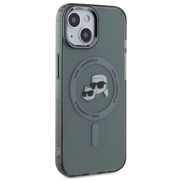 iTok webáruház - Karl Lagerfeld Karl Lagerfeld KLHMP15SHLSKCK tok iPhone 15 6,1 hüvelykes készülékhez 4 Karl Lagerfeld KLHMP15SHLSKCK iPhone 15 6.1" black/black hardcase IML Metal Karl&Choupette Head MagSafe