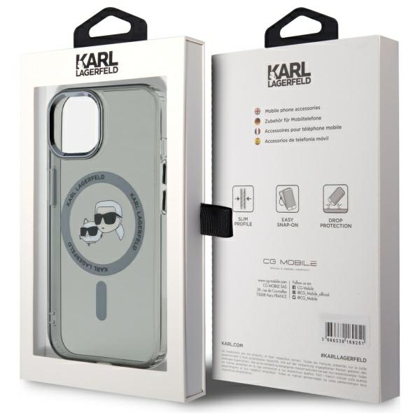 iTok webáruház - Karl Lagerfeld Karl Lagerfeld KLHMP15SHLSKCK tok iPhone 15 6,1 hüvelykes készülékhez 8 Karl Lagerfeld KLHMP15SHLSKCK iPhone 15 6.1" black/black hardcase IML Metal Karl&Choupette Head MagSafe