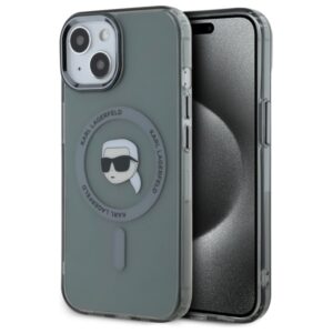Karl Lagerfeld KLHMP15SHLSKIK iPhone 15 6,1 hüvelykes fekete-fekete kemény tok MagSafe