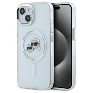 Karl Lagerfeld IML Metal Karl&Choupette Head MagSafe tok iPhone 15-höz (fehér)