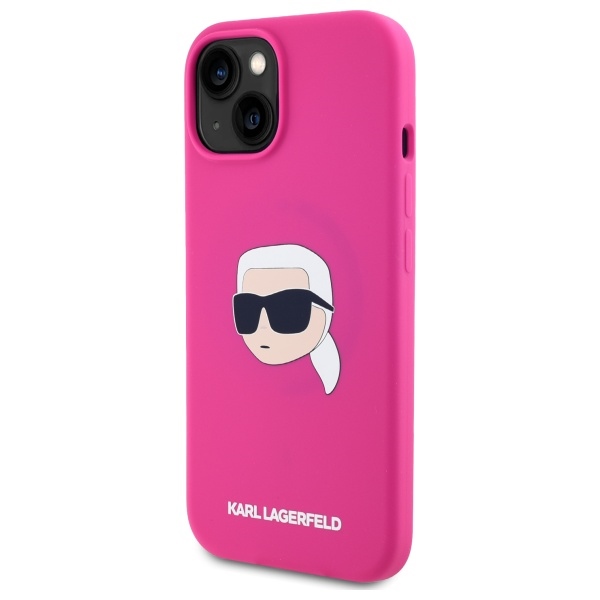 iTok webáruház - Karl Lagerfeld Karl Lagerfeld KLHMP15SSKHPPLF tok iPhone 15-höz, fukszia 2 Karl Lagerfeld KLHMP15SSKHPPLF iPhone 15 6.1" fuchsia/fuschia hardcase Silicone Karl Head Print MagSafe