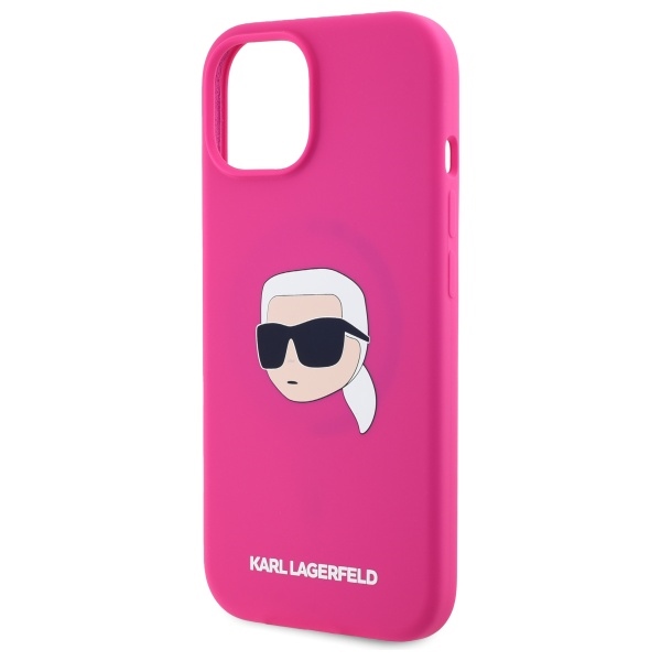 iTok webáruház - Karl Lagerfeld Karl Lagerfeld KLHMP15SSKHPPLF tok iPhone 15-höz, fukszia 6 Karl Lagerfeld KLHMP15SSKHPPLF iPhone 15 6.1" fuchsia/fuschia hardcase Silicone Karl Head Print MagSafe