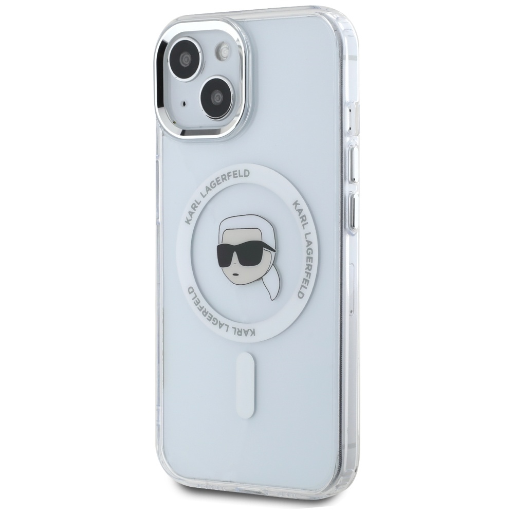 iTok webáruház - Karl Lagerfeld Karl Lagerfeld IML Metal Karl Head MagSafe tok iPhone 15 készülékhez, fehér 2 Karl Lagerfeld IML Metal Karl Head MagSafe Case for iPhone 15 White