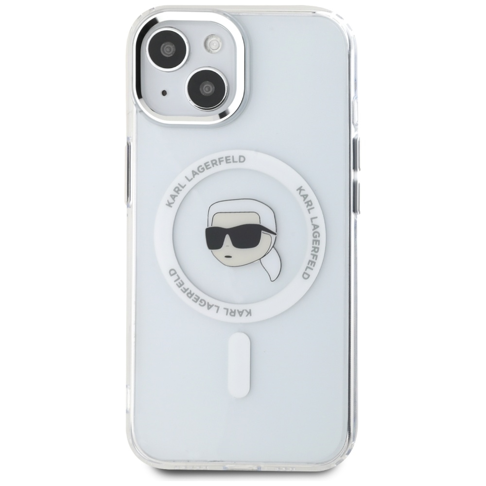 iTok webáruház - Karl Lagerfeld Karl Lagerfeld IML Metal Karl Head MagSafe tok iPhone 15 készülékhez, fehér 3 Karl Lagerfeld IML Metal Karl Head MagSafe Case for iPhone 15 White