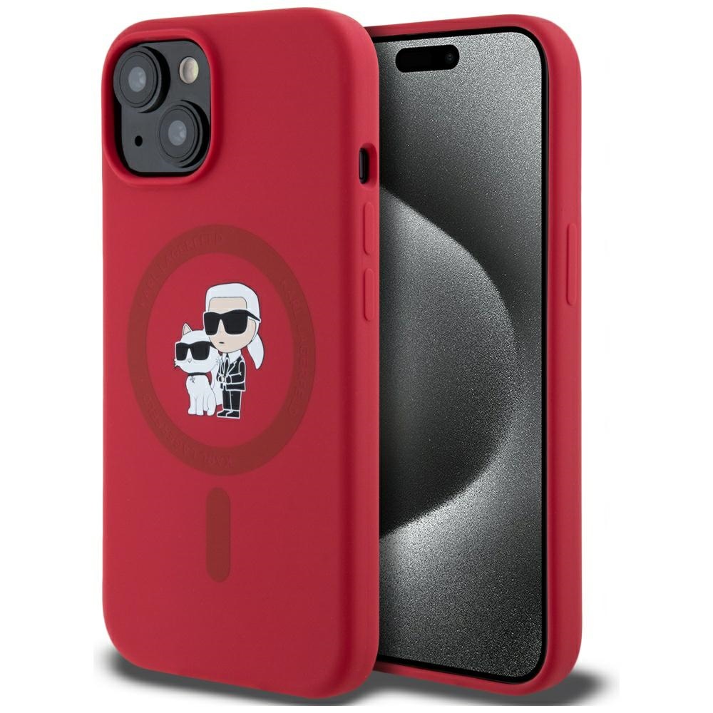 iTok webáruház - Karl Lagerfeld Karl Lagerfeld Silicone Karl&Choupette Heads Ring MagSafe tok iPhone 15 készülékhez (piros) 1 Karl Lagerfeld Silicone Karl&Choupette Heads Ring MagSafe iPhone 15 Case (piros)