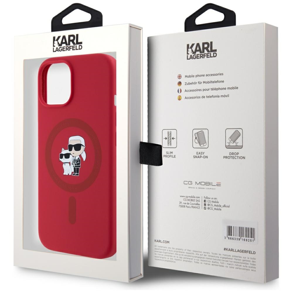iTok webáruház - Karl Lagerfeld Karl Lagerfeld Silicone Karl&Choupette Heads Ring MagSafe tok iPhone 15 készülékhez (piros) 8 Karl Lagerfeld Silicone Karl&Choupette Heads Ring MagSafe iPhone 15 Case (piros)