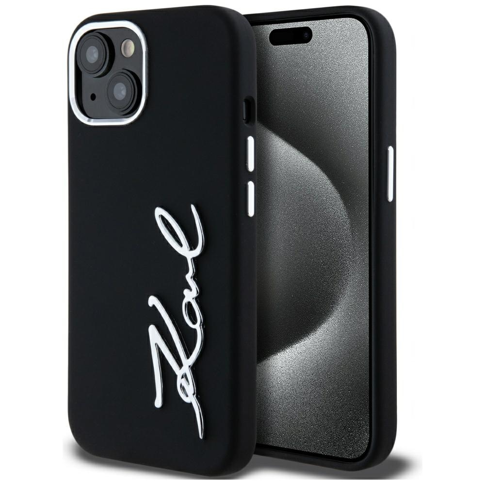 iTok webáruház - Karl Lagerfeld Karl Lagerfeld Silicone Metal Script Logo iPhone 15 Case (fekete) 1 Karl Lagerfeld Silicone Metal Script Logo iPhone 15 Case (fekete)