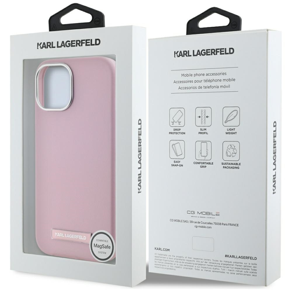 iTok webáruház - Karl Lagerfeld Karl Lagerfeld FW Metal Plate MagSafe tok iPhone 15 készülékhez (rózsaszín) 7 Karl Lagerfeld FW Metal Plate MagSafe iPhone 15 Case (rózsaszín)