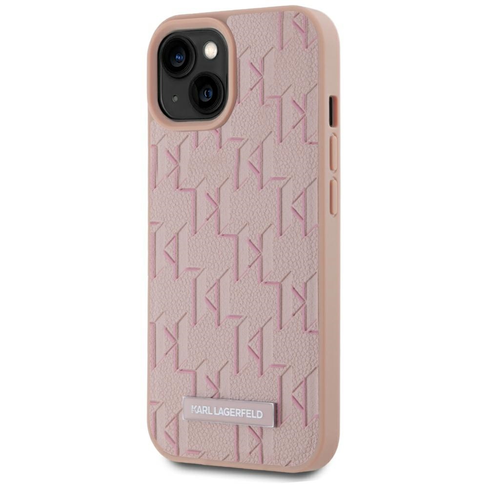 iTok webáruház - Karl Lagerfeld Karl Lagerfeld Leather Monogram Metal Logo MagSafe iPhone 15 tok (rózsaszín) 2 Karl Lagerfeld Leather Monogram Metal Logo MagSafe iPhone 15 Case (rózsaszín)